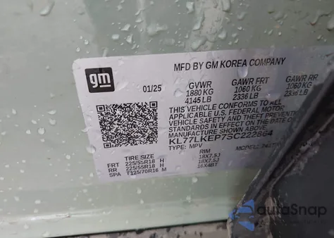 2025 Chevrolet Trax Fwd Activ from USA, damaged, VIN KL77LKEP7SC222864